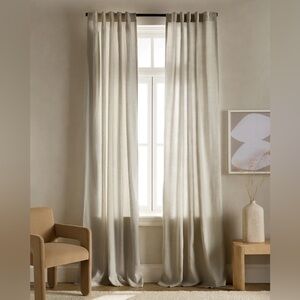 Quince European Linen Curtain Panel Light Filtering Sage Green Size 96”x108”